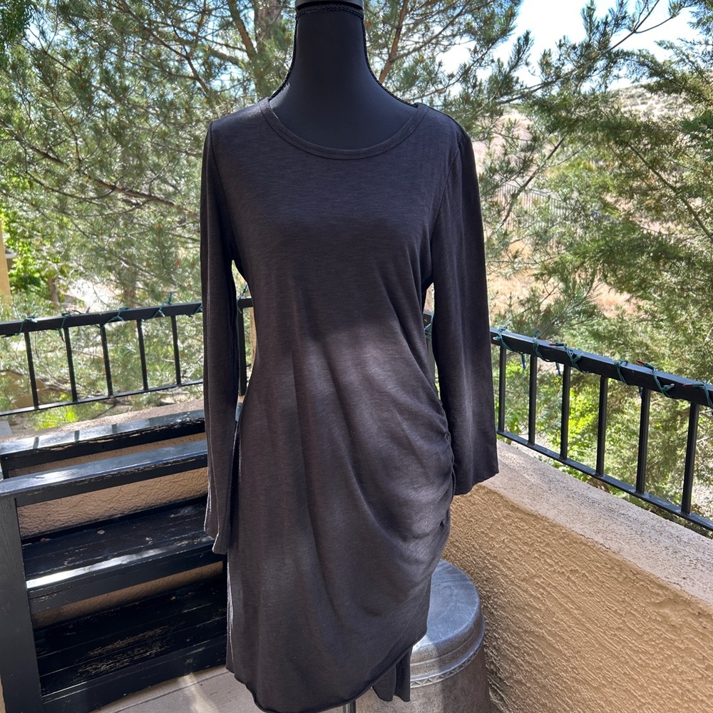 Black Ruched Long Sleeve Sheath Dress